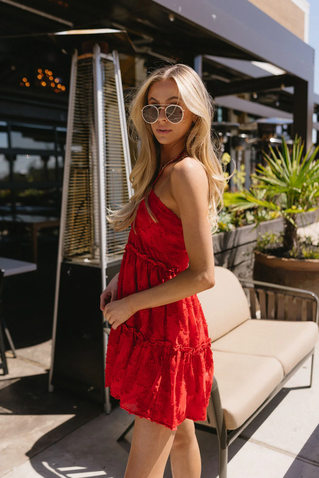 Josephine Red Floral Halter Mini Dress - Image 7