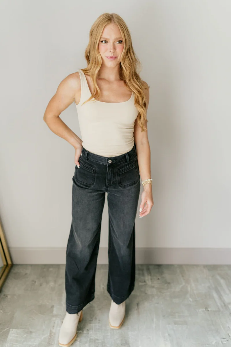 Josie Beige Basic Scoop Neck Tank