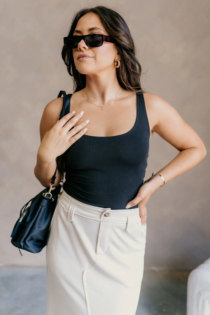 Josie Black Basic Scoop Neck Tank