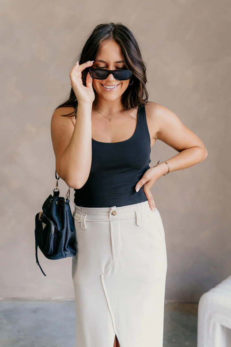 Josie Black Basic Scoop Neck Tank - Image 4