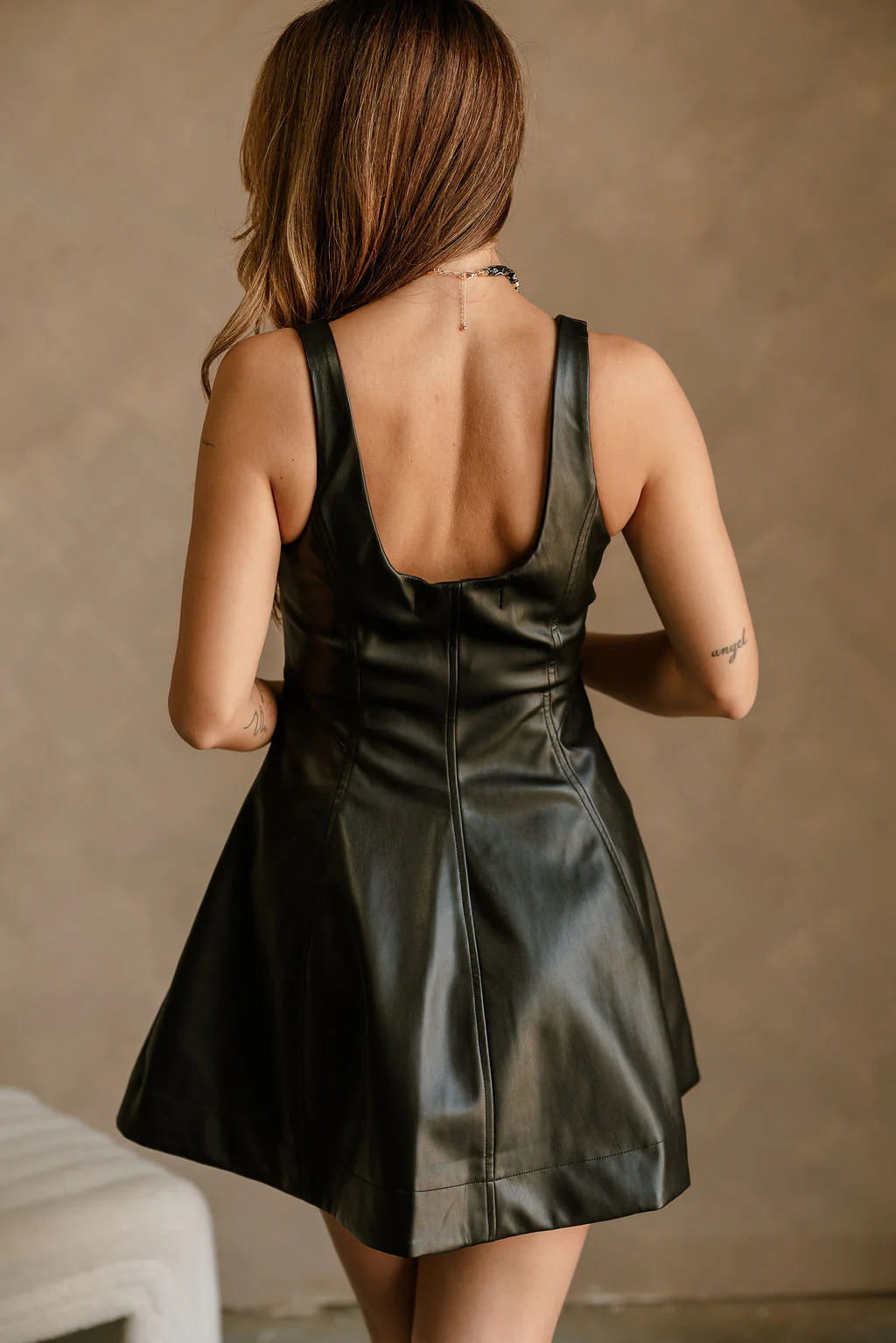 Josie Black Faux Leather Zip-Up Dress - Image 9