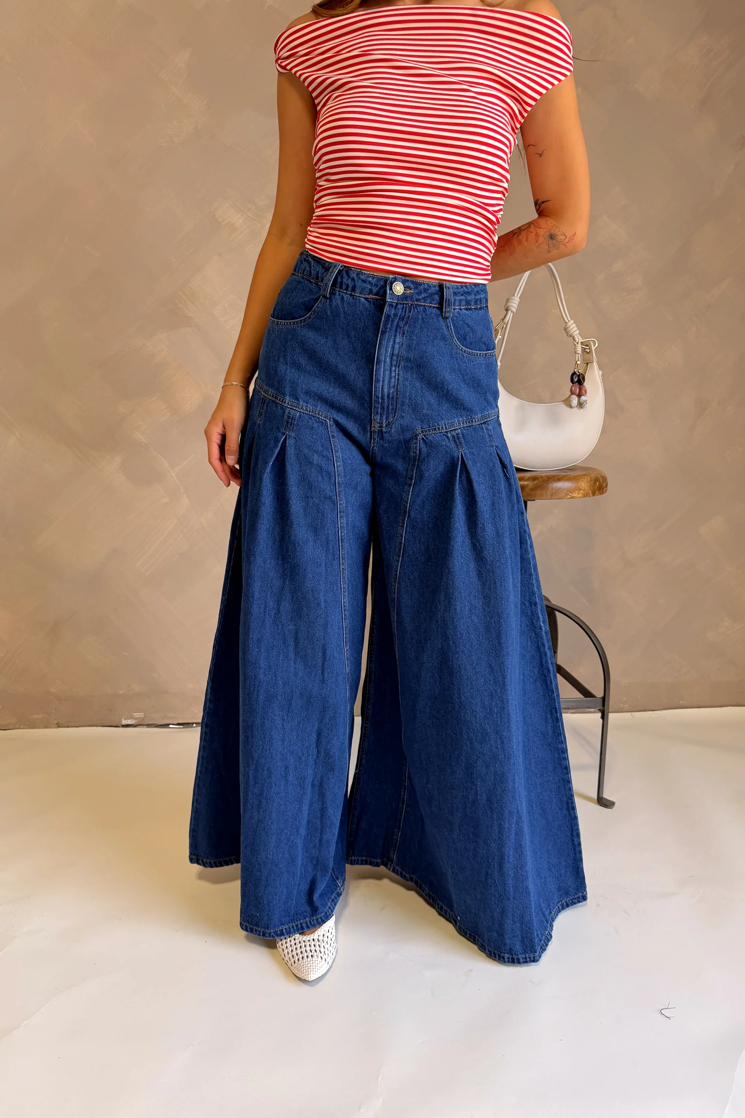 Josie Dark Denim Flare Leg Jeans - Image 5
