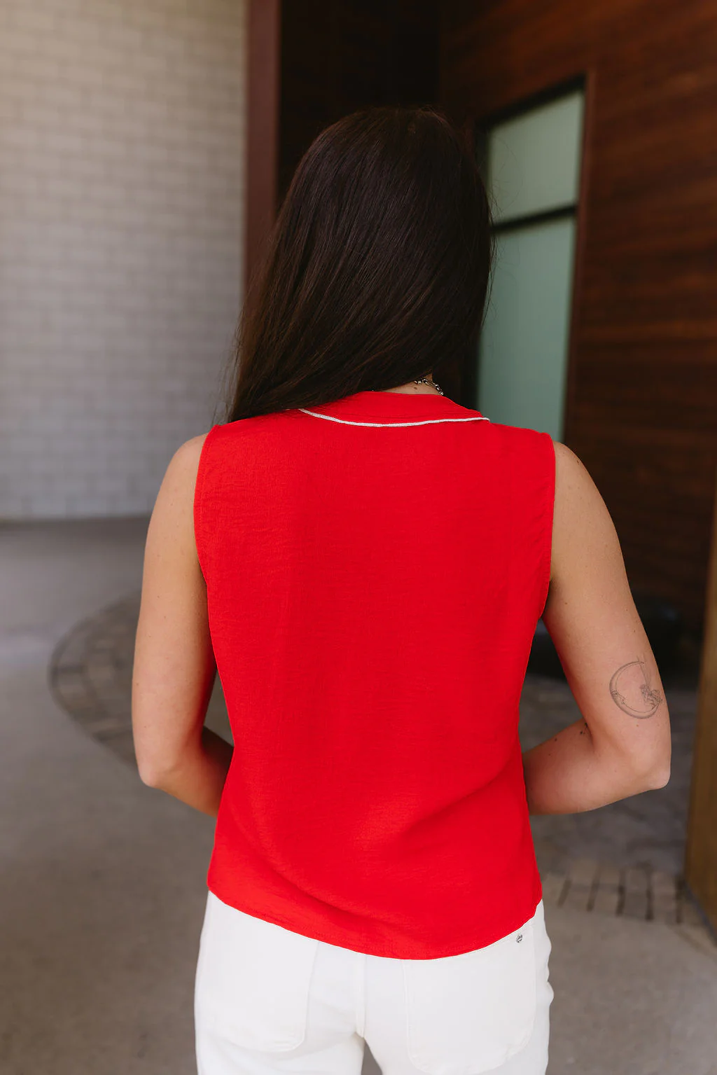 Josie Red & White Ruffle Tank - Image 5