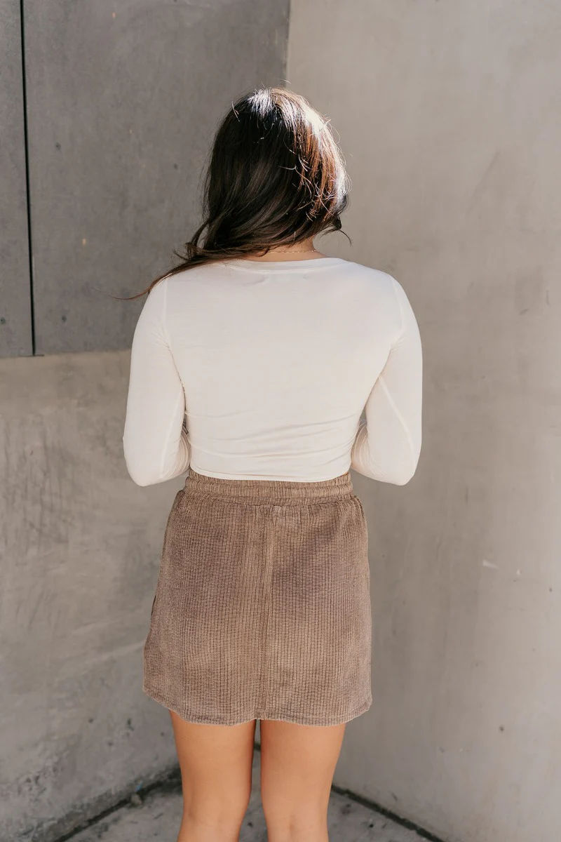 Journey Mocha Brown Cargo Mini Skirt - Image 11
