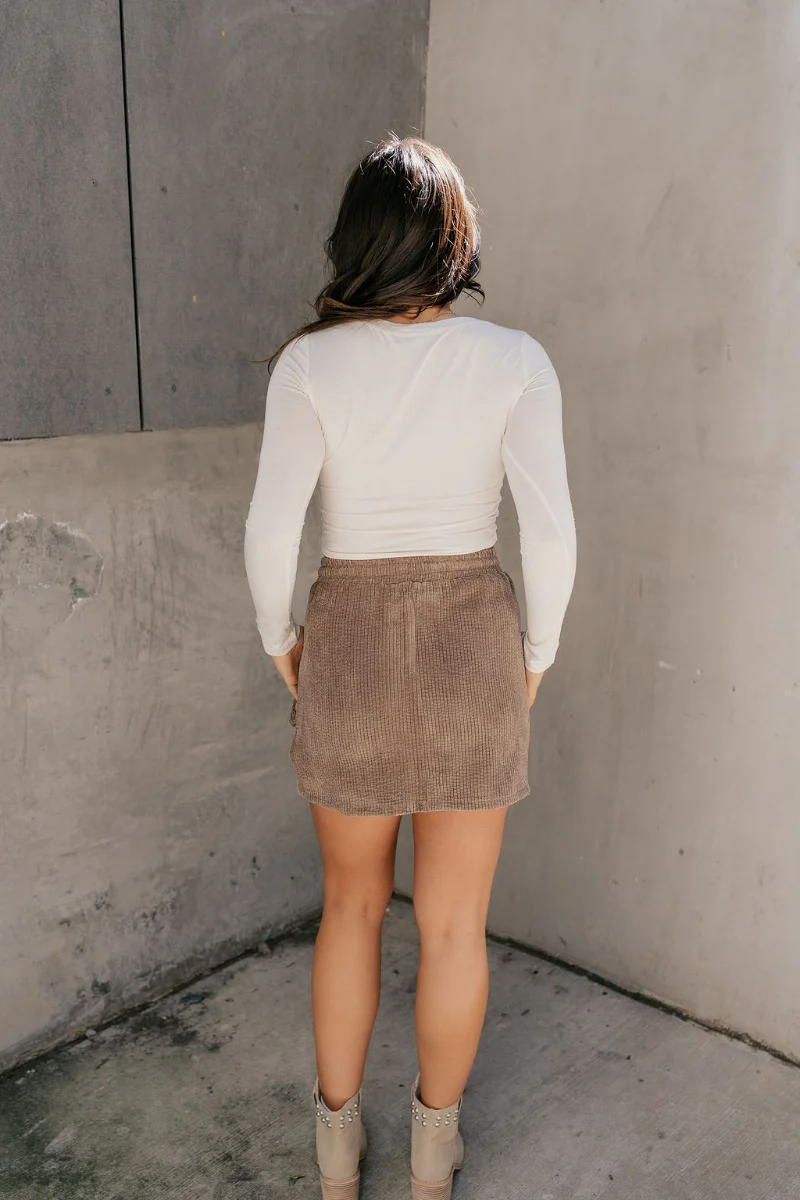 Journey Mocha Brown Cargo Mini Skirt - Image 12