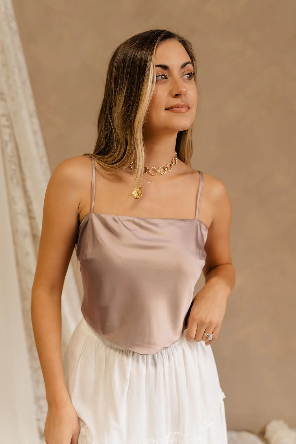Jovie Mauve Satin Tank - Image 4