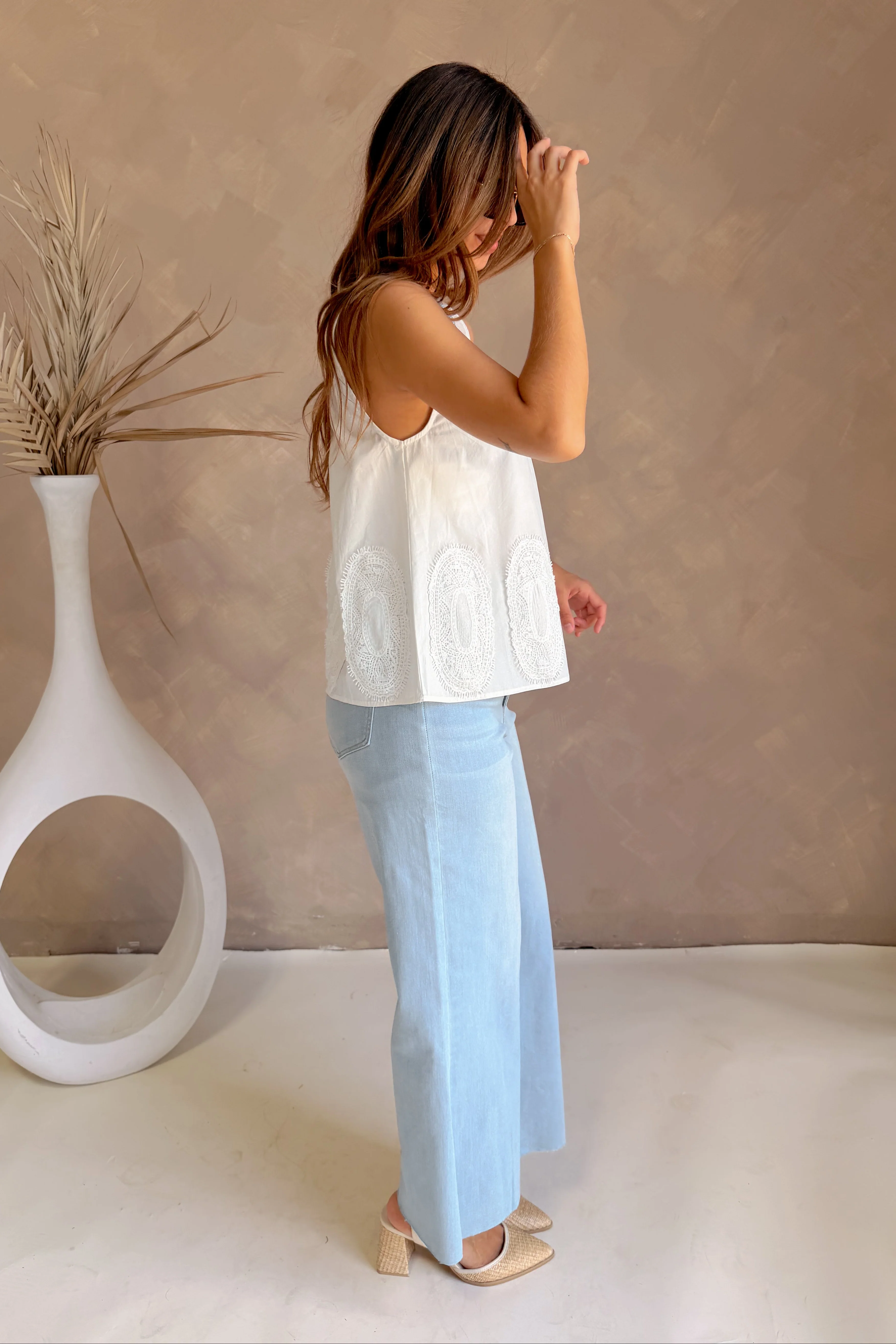 Jovie White Lace Applique Tank Top - Image 7