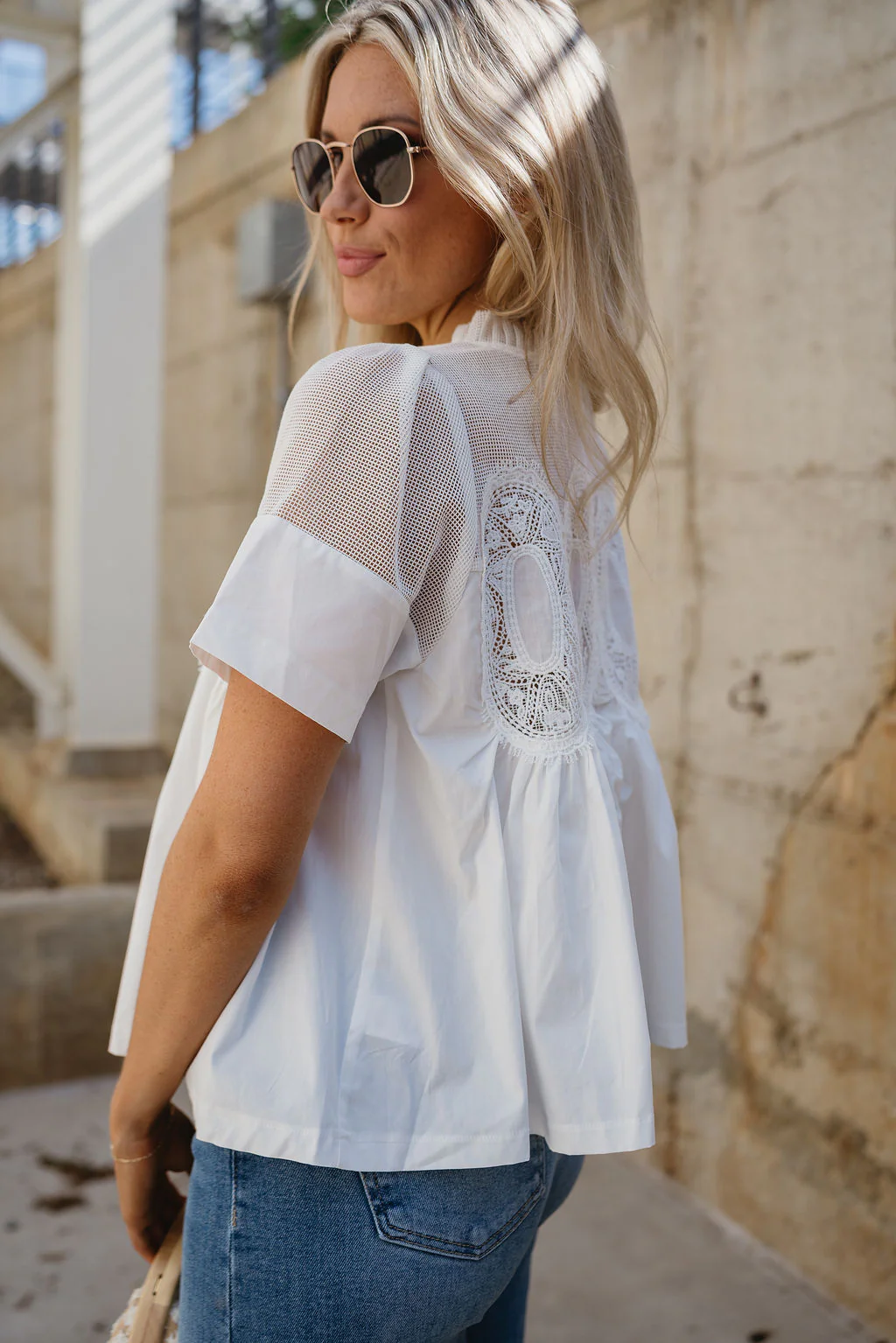 Jovie White Lace Short Sleeve Top