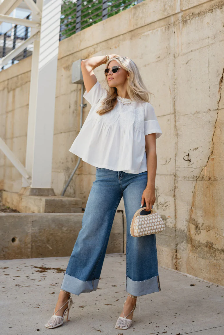 Jovie White Lace Short Sleeve Top - Image 3