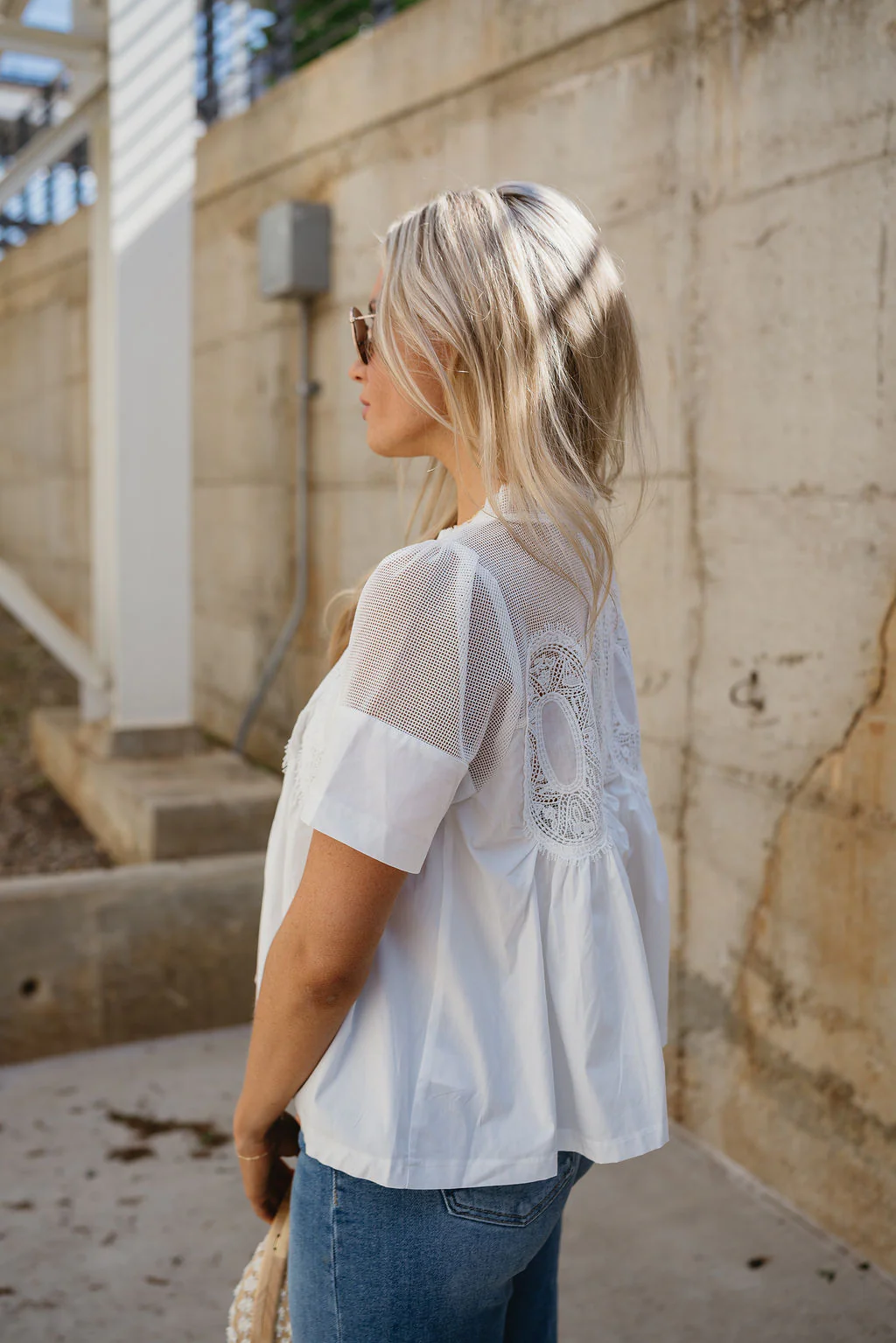 Jovie White Lace Short Sleeve Top - Image 4