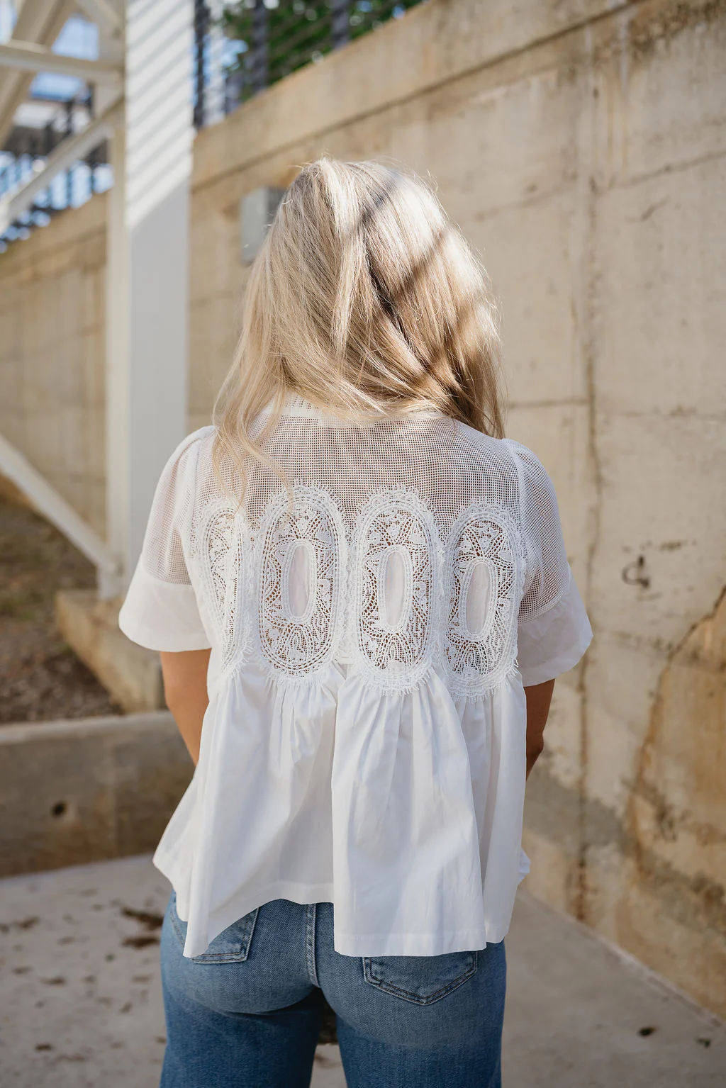 Jovie White Lace Short Sleeve Top - Image 5