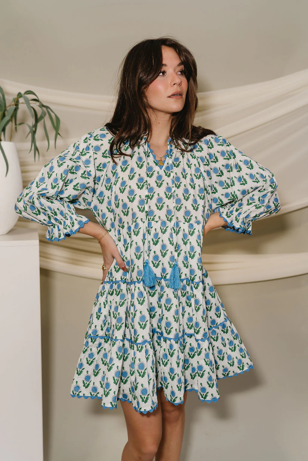 Jovie White & Multi Floral Tiered Mini Dress - Image 3