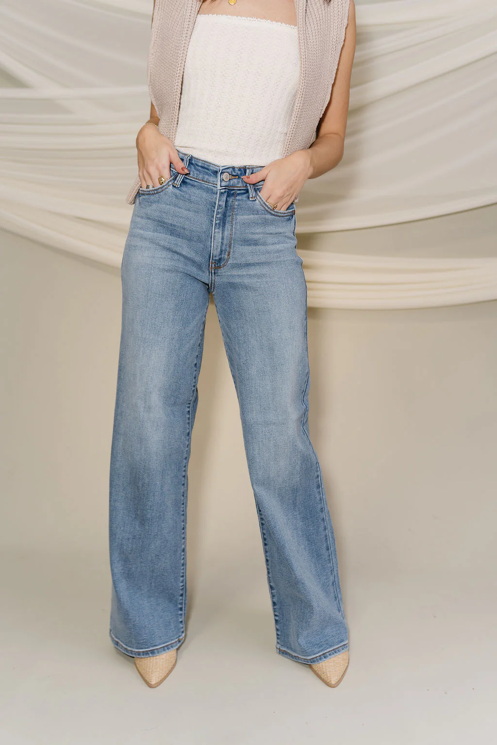 Judy Blue: Ariah Medium Wash Wide Leg Jeans - Image 6