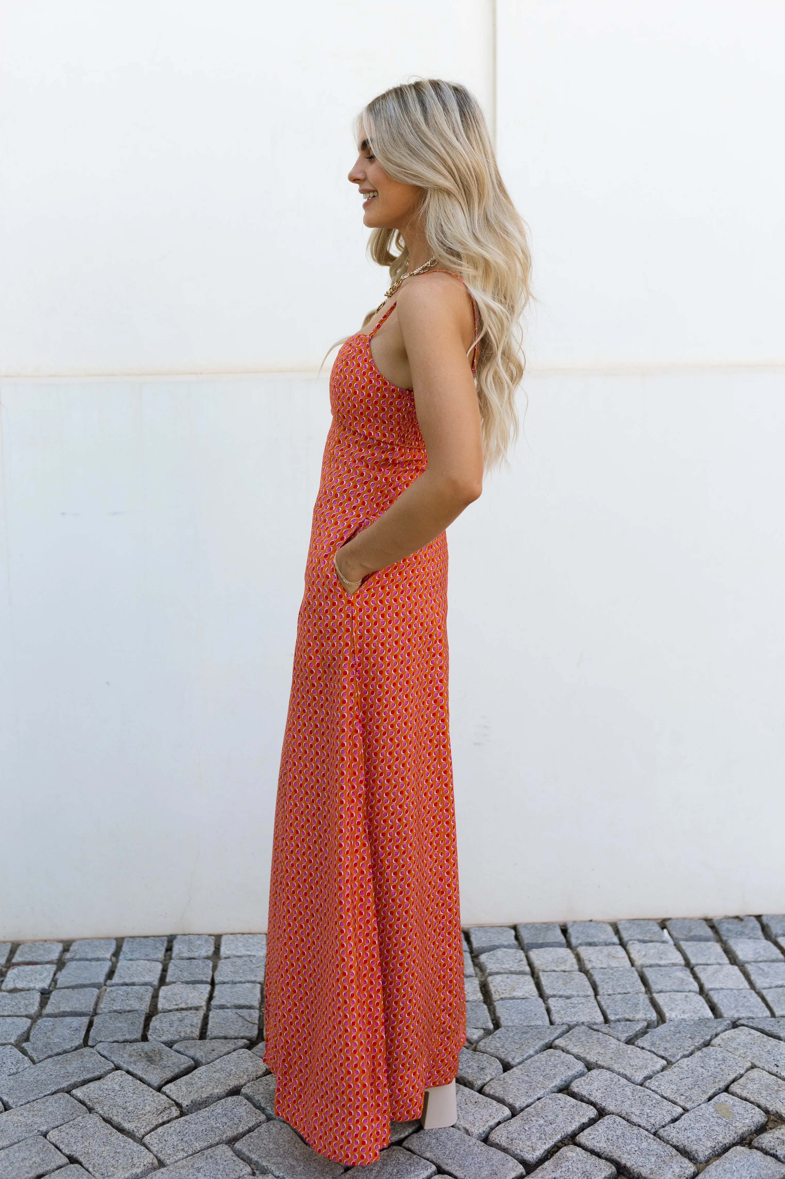 Jules Orange Printed Wide Leg Jumpsuit - Image 5