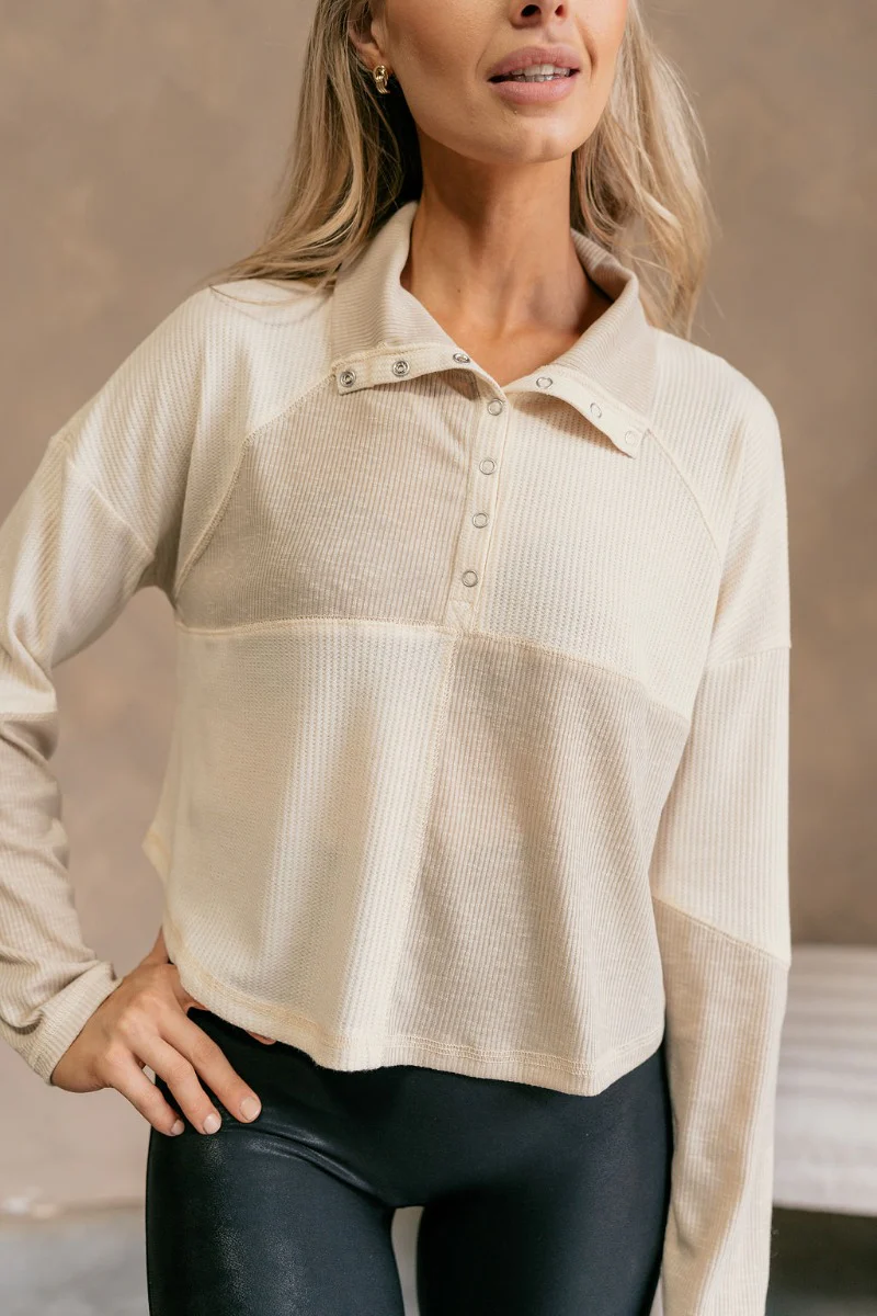 Julia Cream Color Block Thermal Top - Image 2