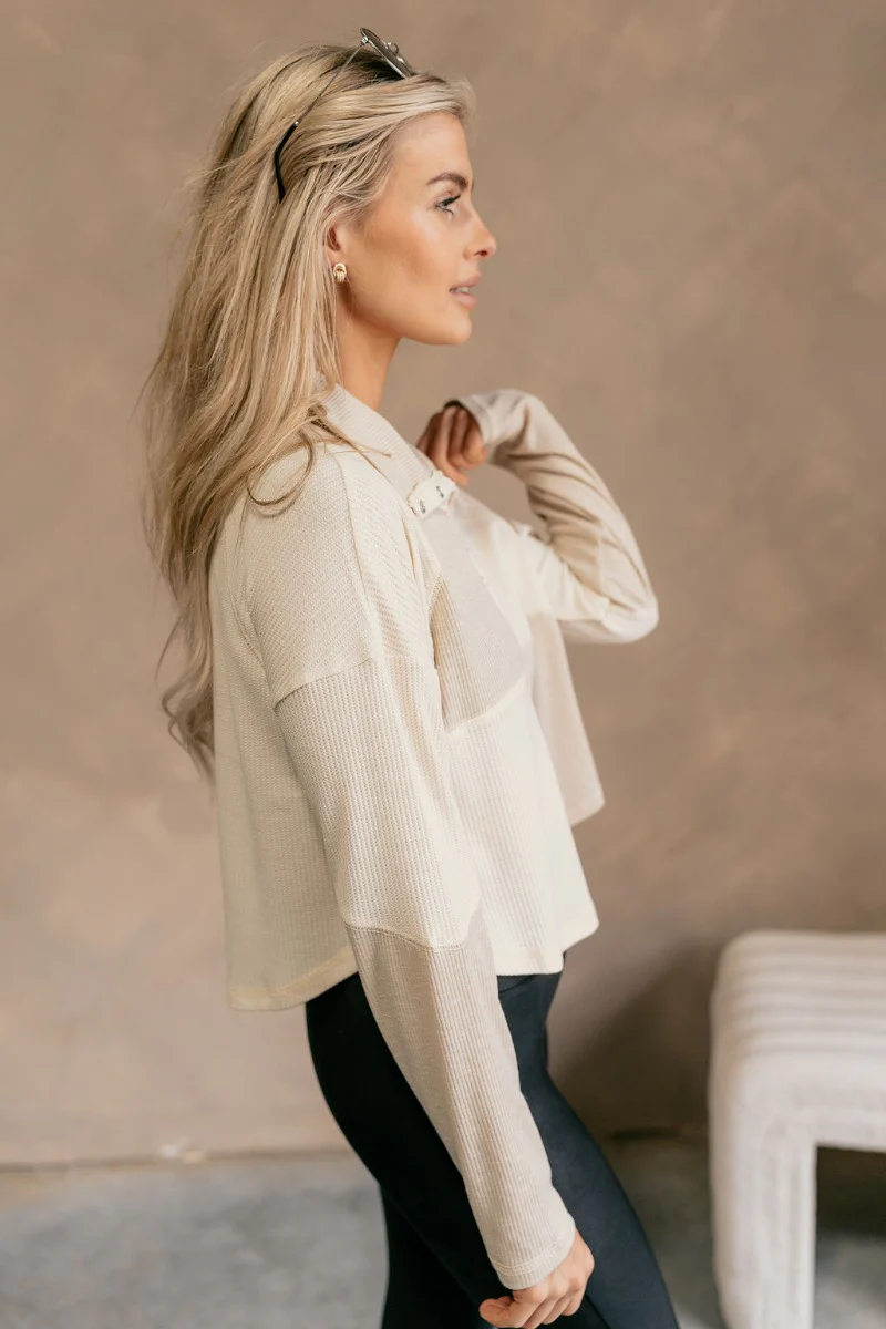 Julia Cream Color Block Thermal Top - Image 3