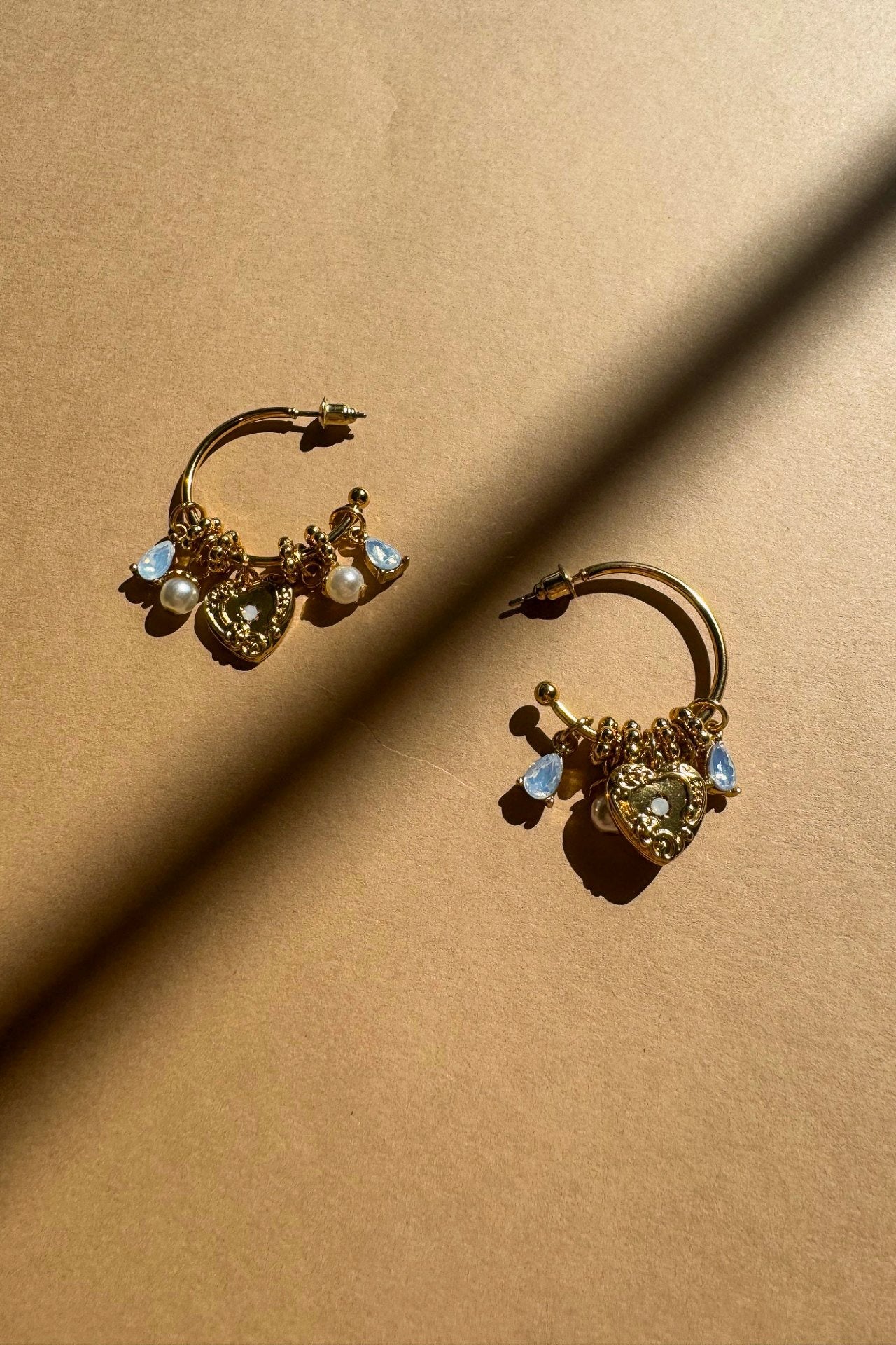 Julia Gold & Charm Hoop Dangle Earring