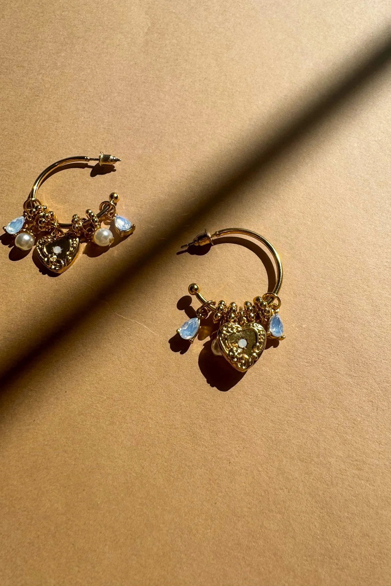 Julia Gold & Charm Hoop Dangle Earring - Image 2