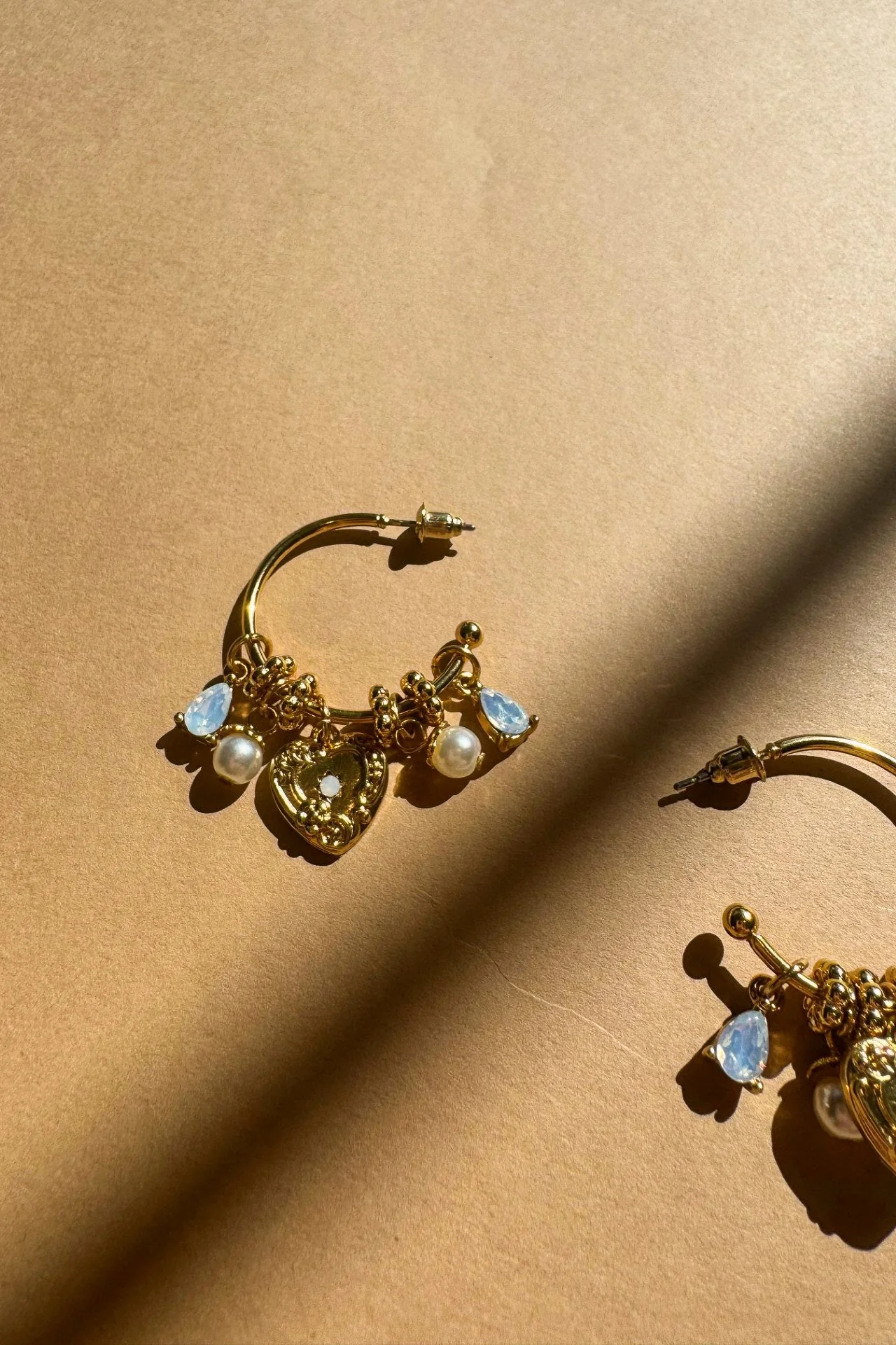 Julia Gold & Charm Hoop Dangle Earring - Image 3