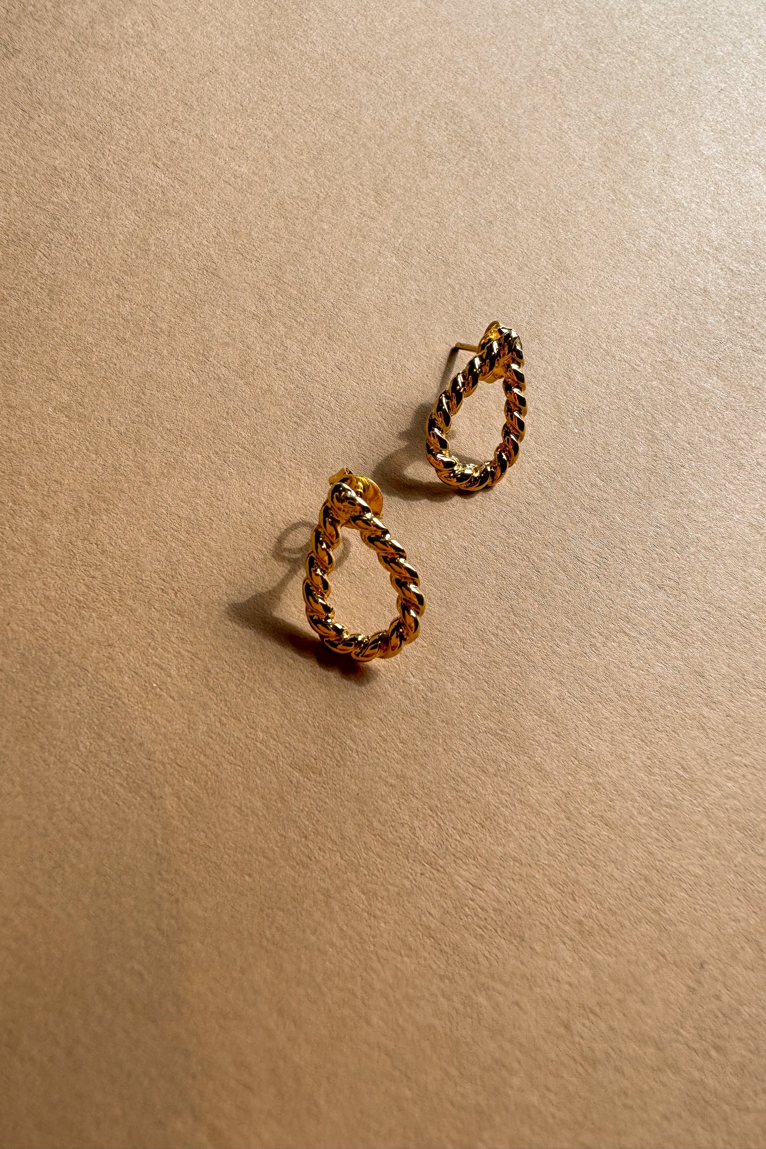 Julia Gold Filled Roped Teardrop Stud Earring