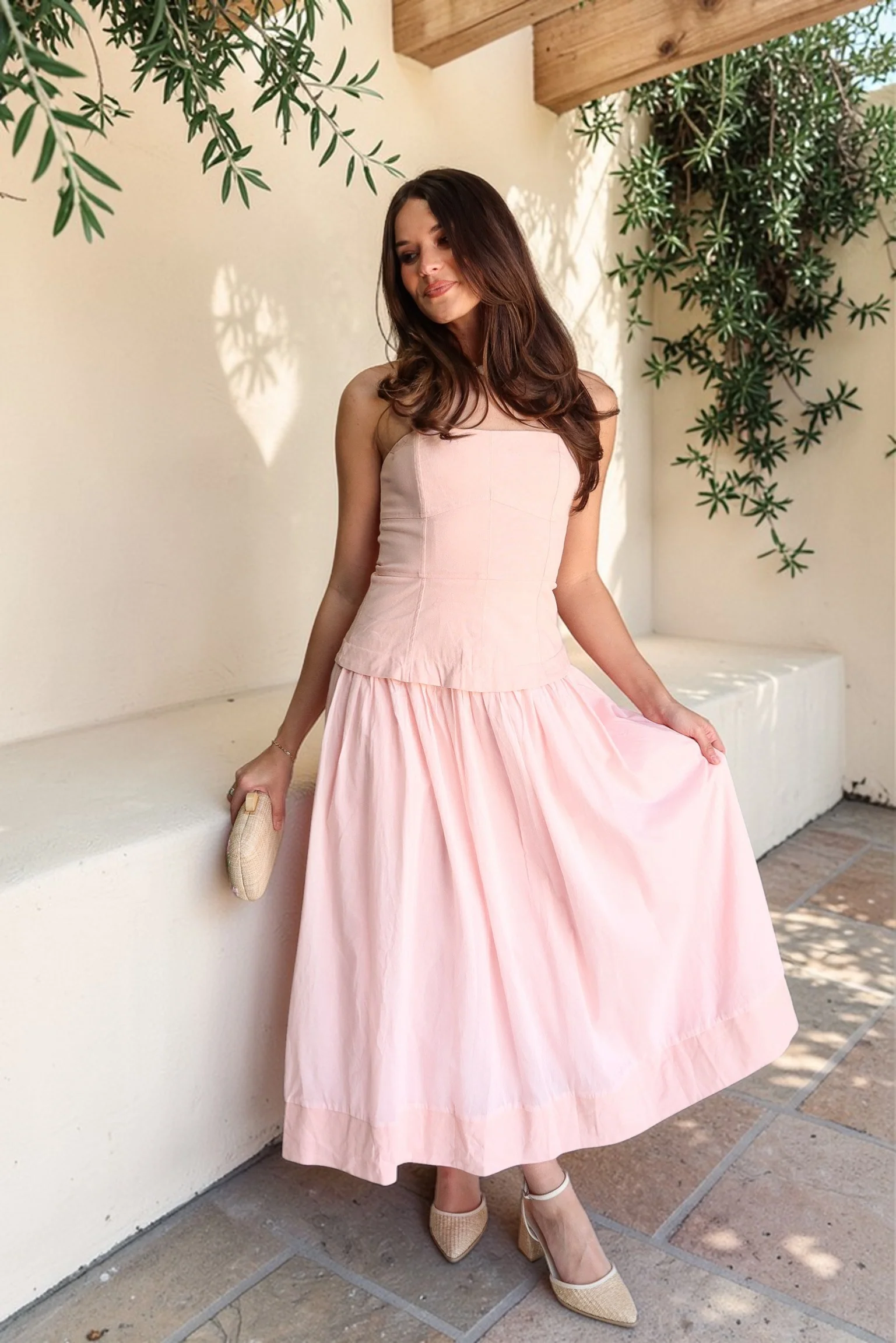 Julia Light Pink Flare Midi Dress