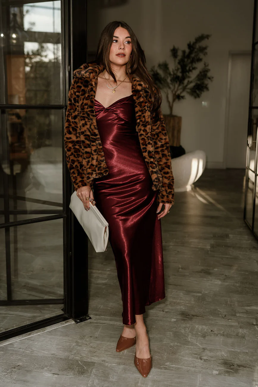 Julia Plum Satin Midi Dress