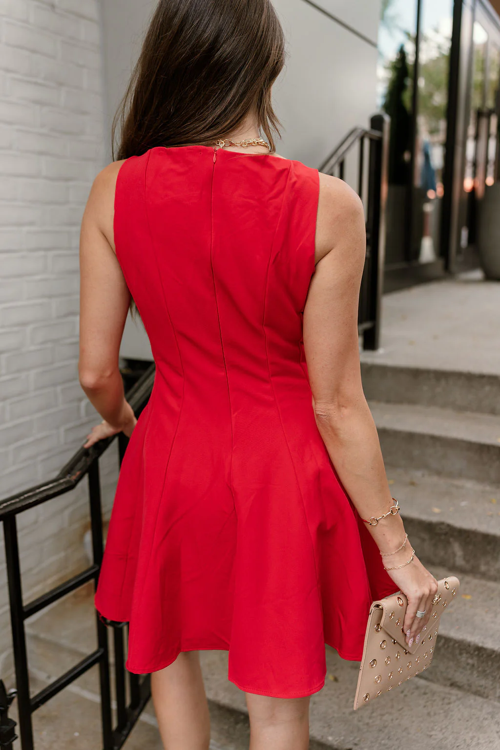 Julia Red Flare Sleeveless Mini Dress - Image 7