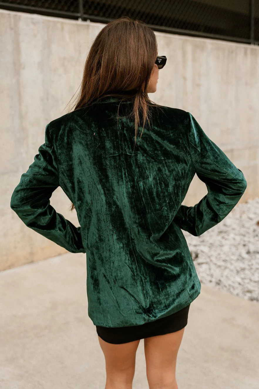 Juliana Dark Green Velvet Blazer - Image 4