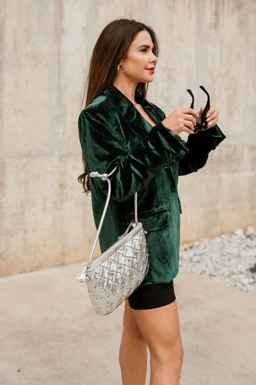 Juliana Dark Green Velvet Blazer - Image 7