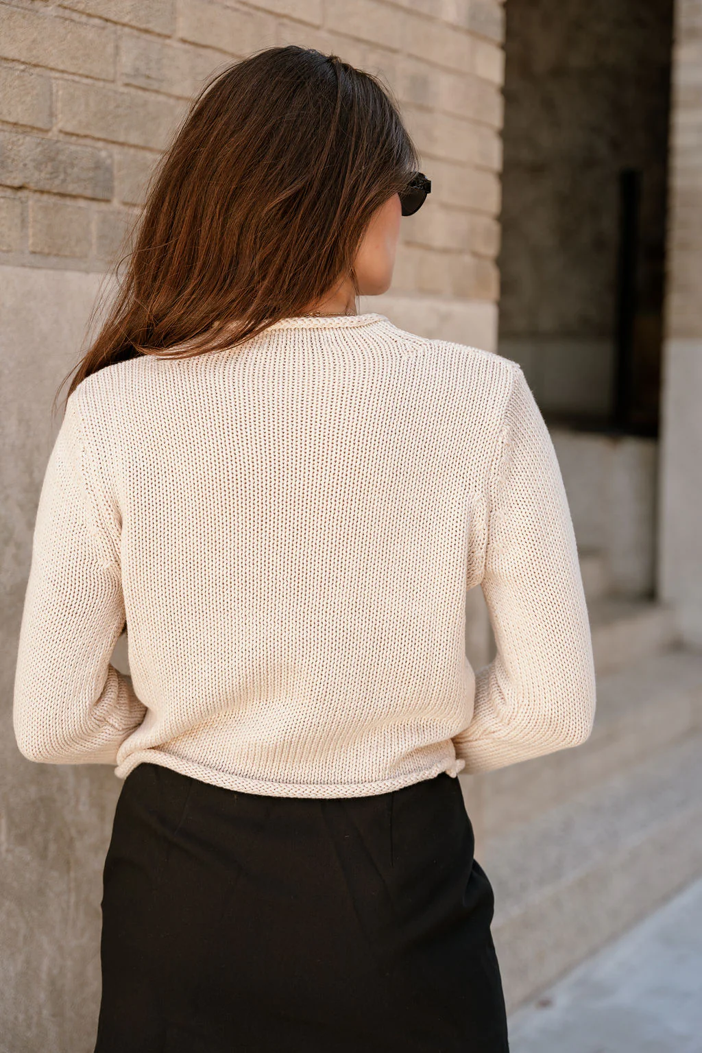 Juliana Ecru Knit High Neck Sweater - Image 9