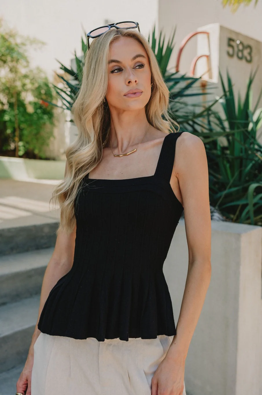 Juliana Ribbed Flare Tank - Image 7