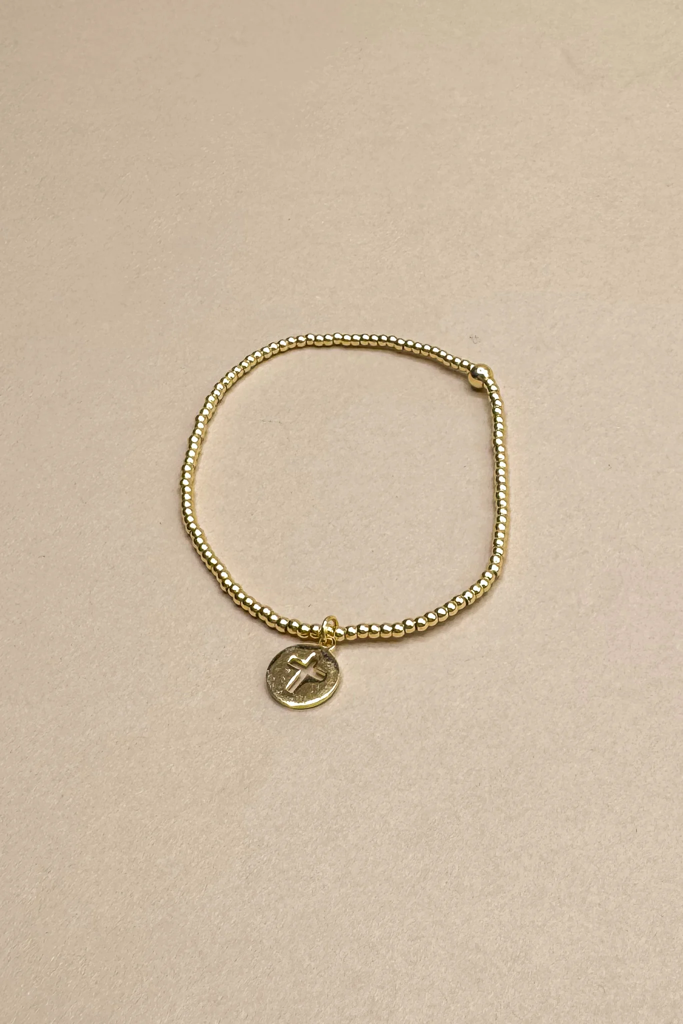 Juliette Gold Cross Bead Stretchy Bracelet