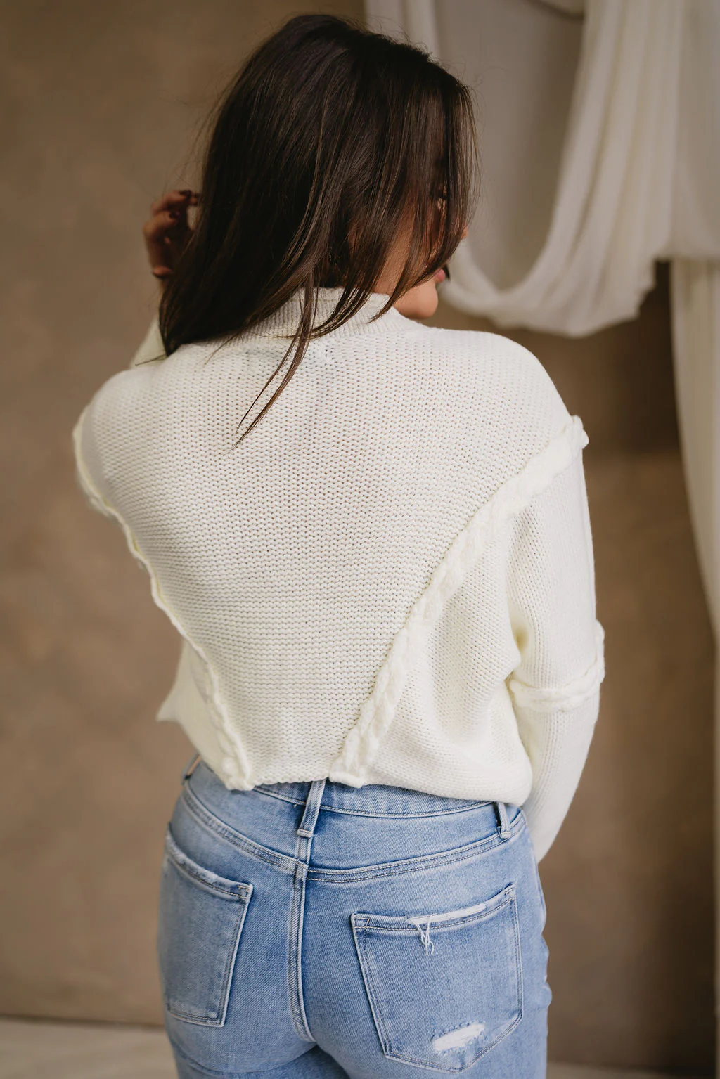 Juliette Ivory Braided Knit Sweater - Image 4