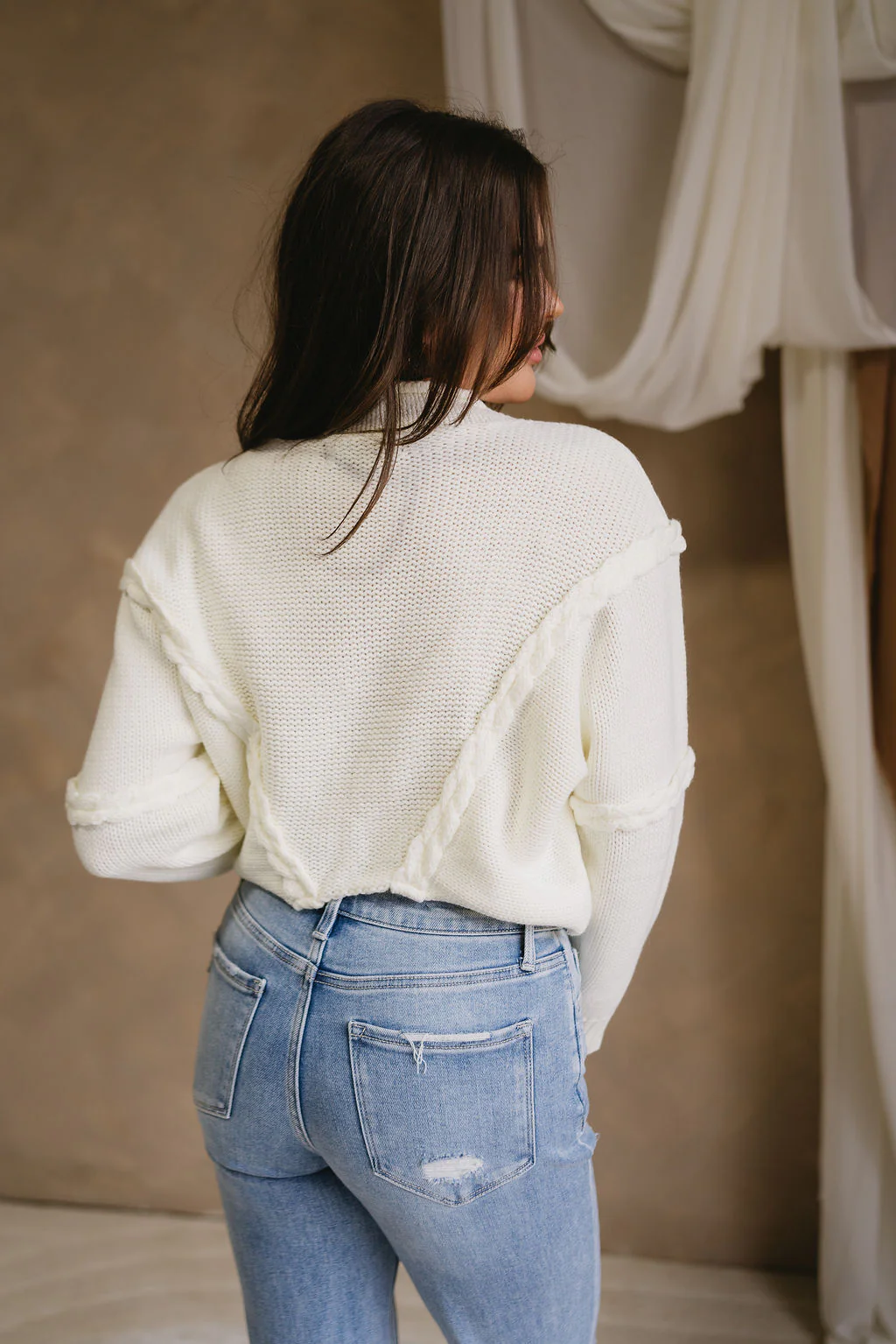 Juliette Ivory Braided Knit Sweater - Image 7