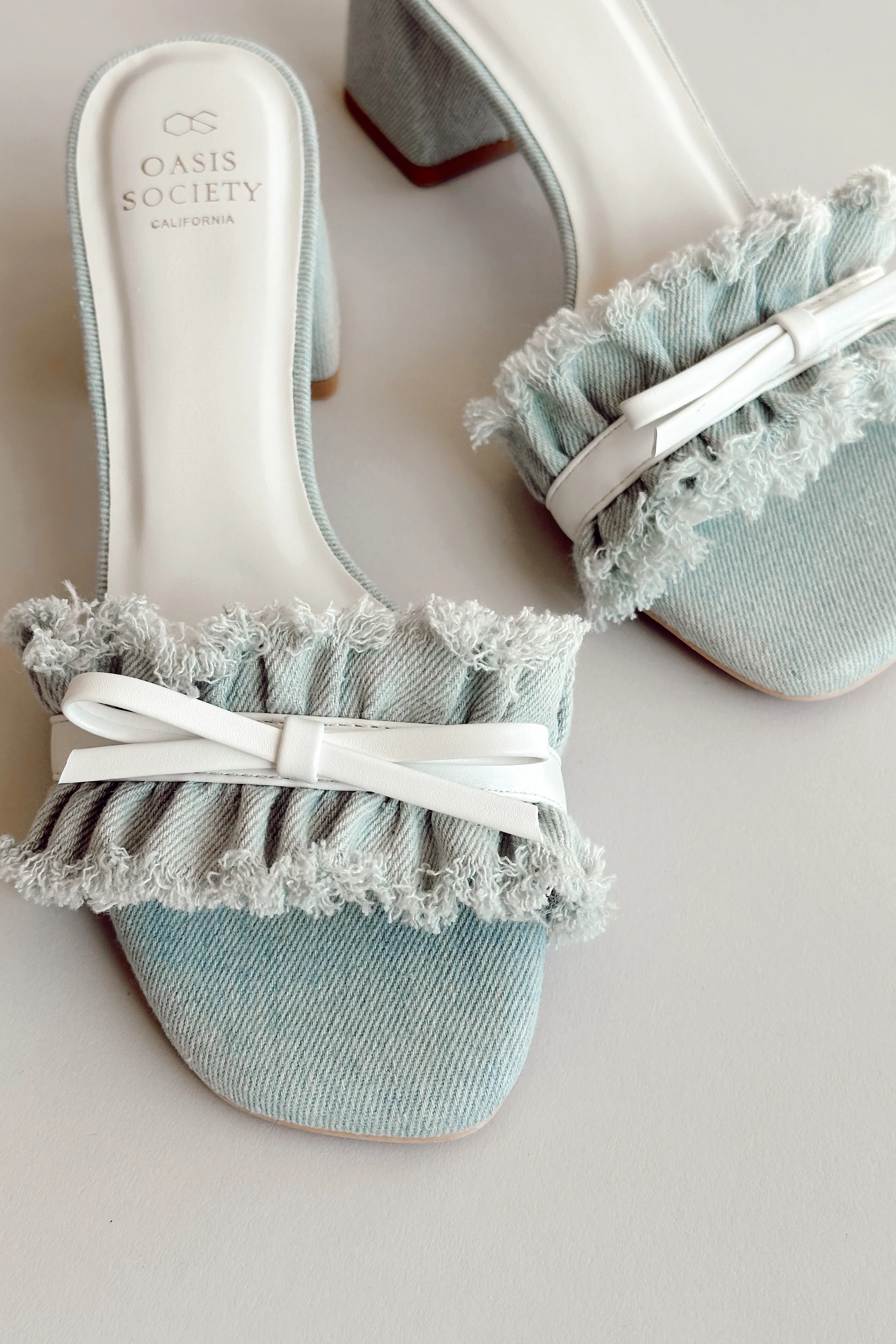 Julissa Light Denim Bow Slide Heel - Image 3