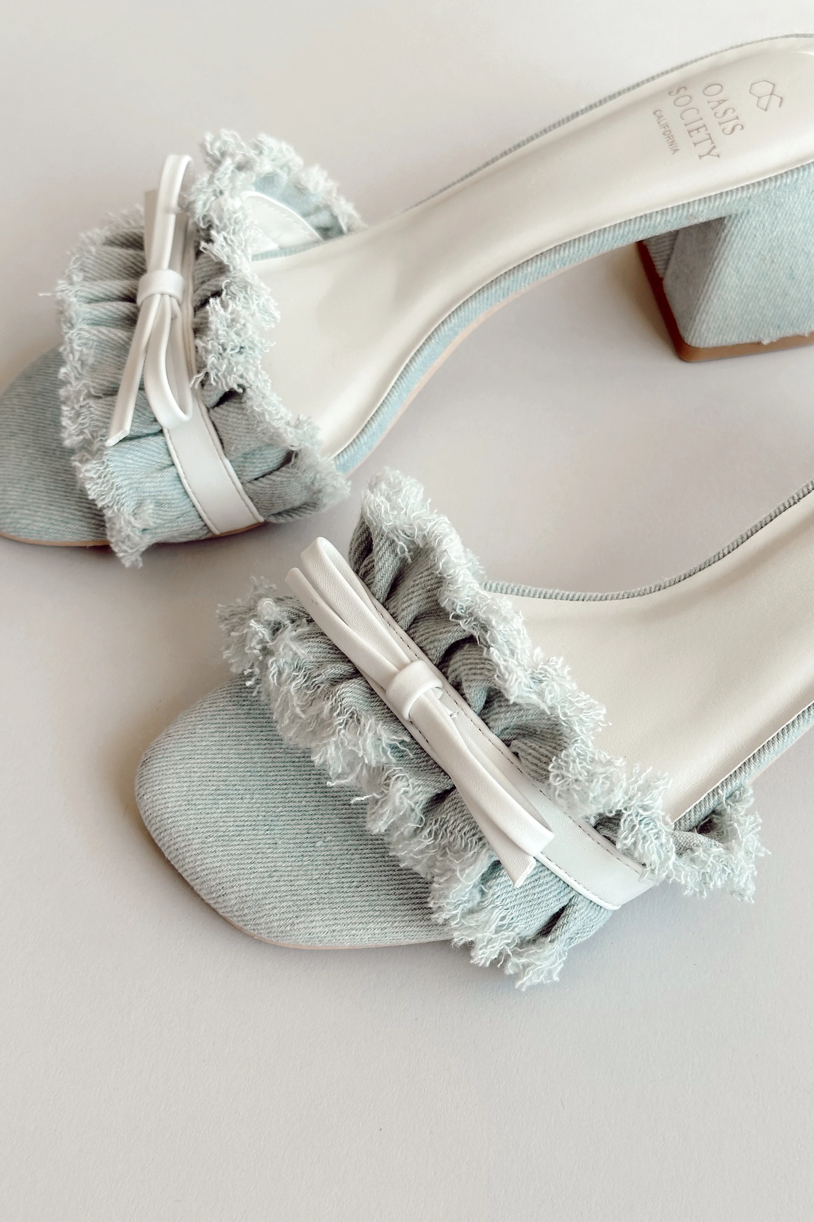 Julissa Light Denim Bow Slide Heel - Image 6