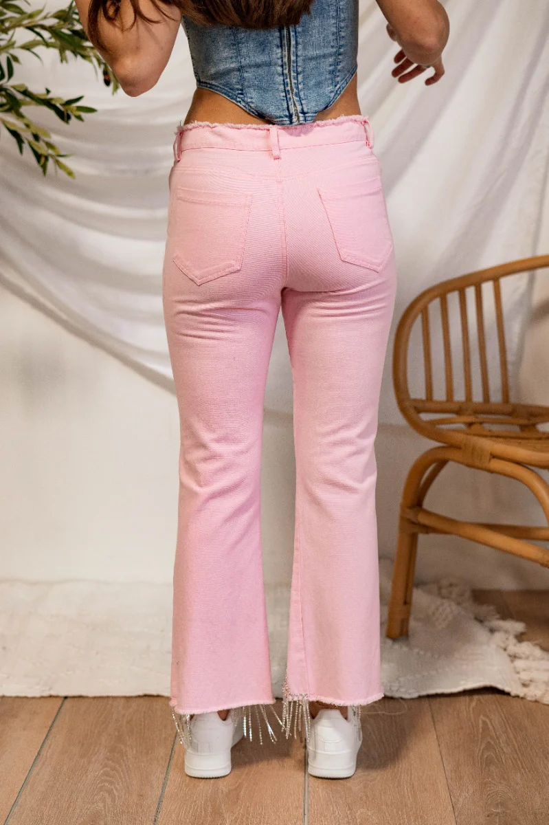 Just Dance Rhinestone Fringe Jeans - Image 5