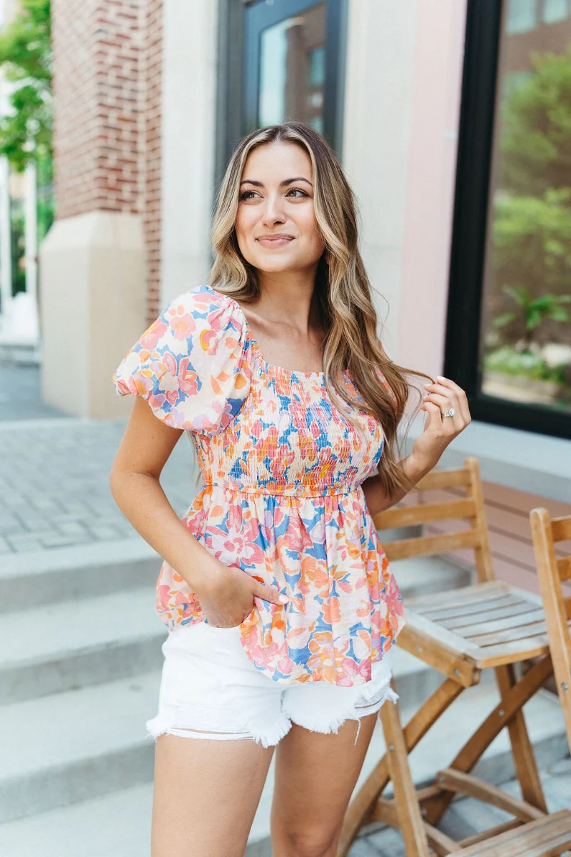 Just Peachy Floral Top