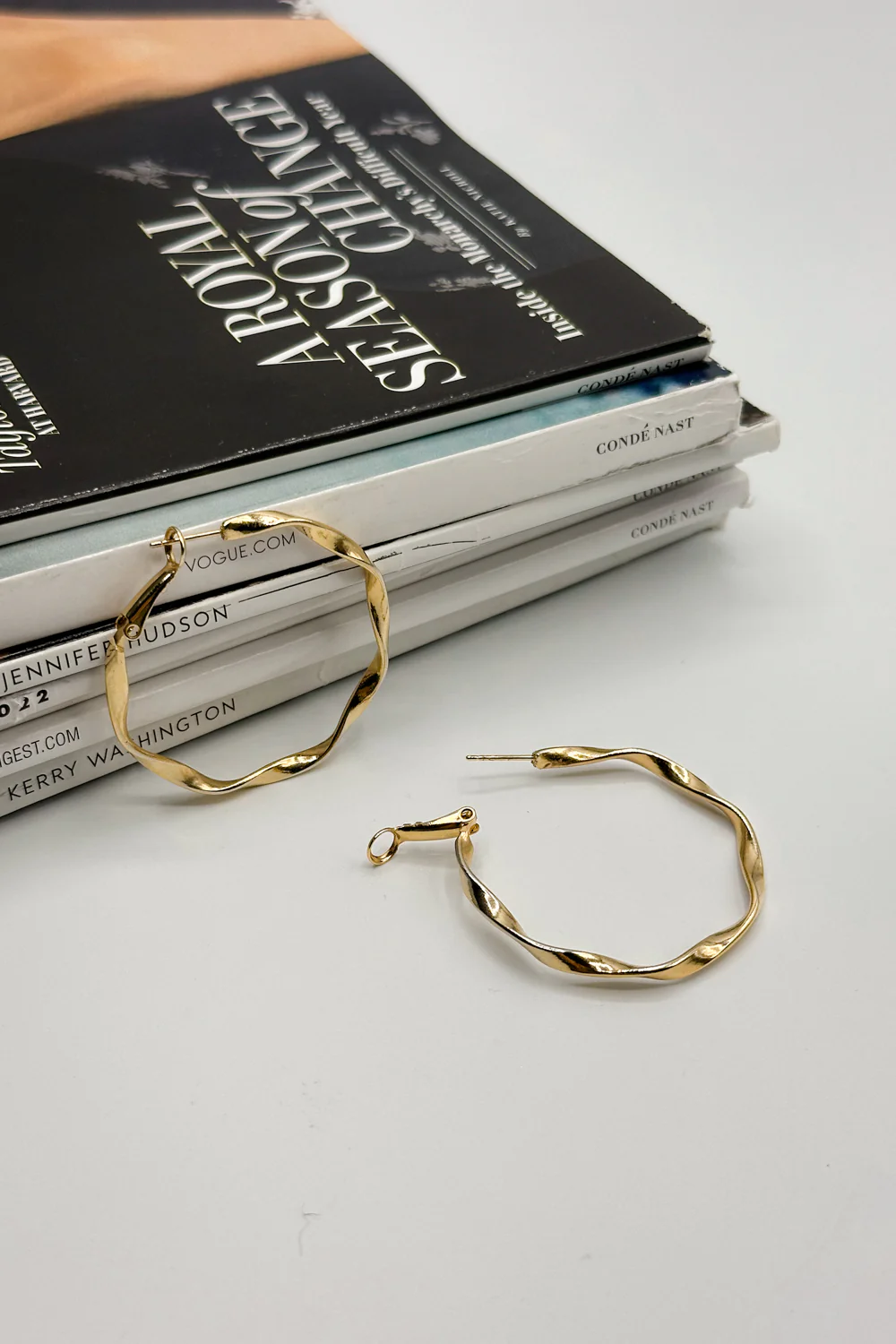Justine Gold Wave Closed Hoops Earring - Image 2