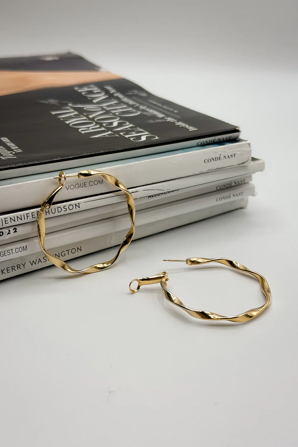 Justine Gold Wave Closed Hoops Earring - Image 3