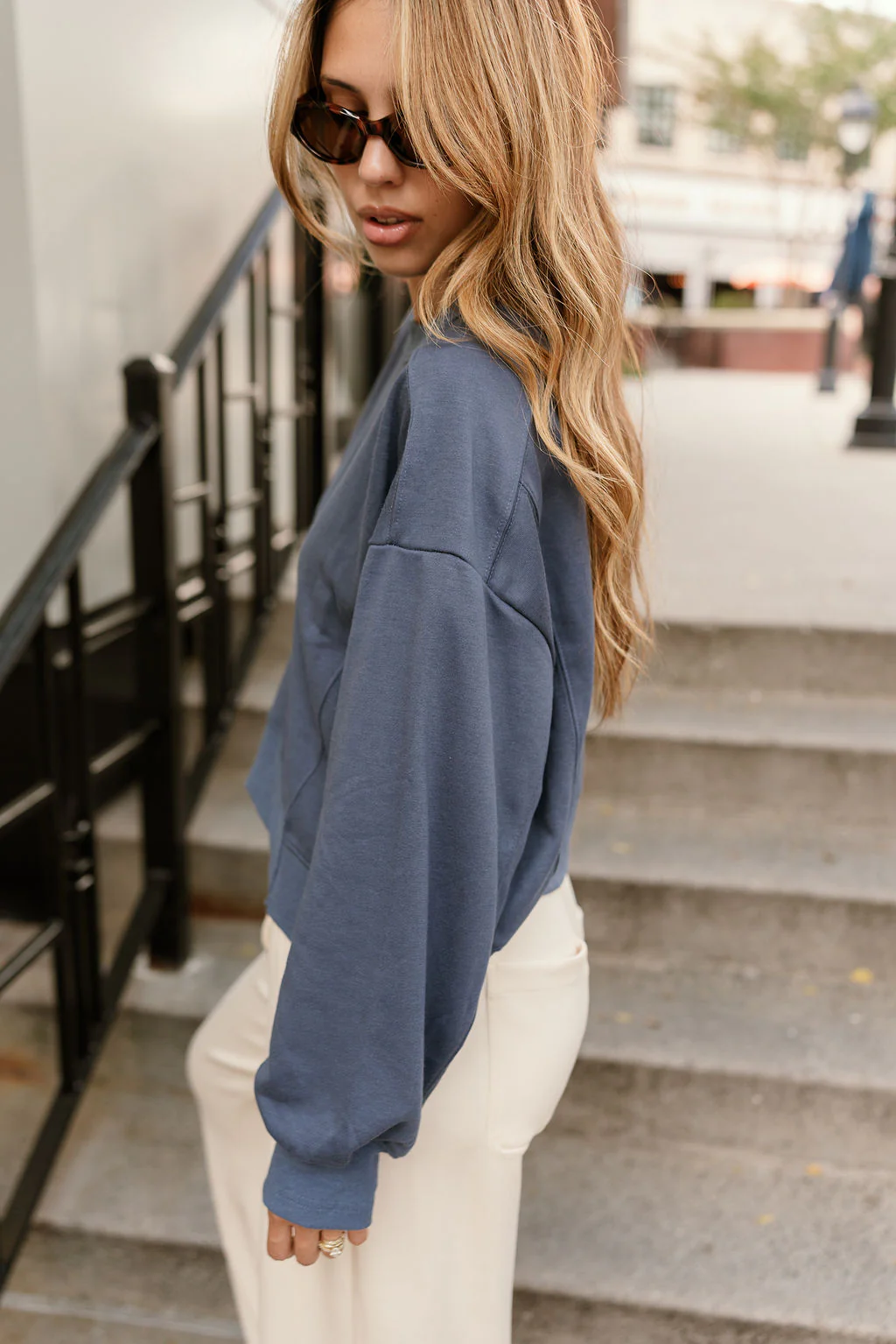 Kady Washed Blue Long Sleeve Pullover - Image 5