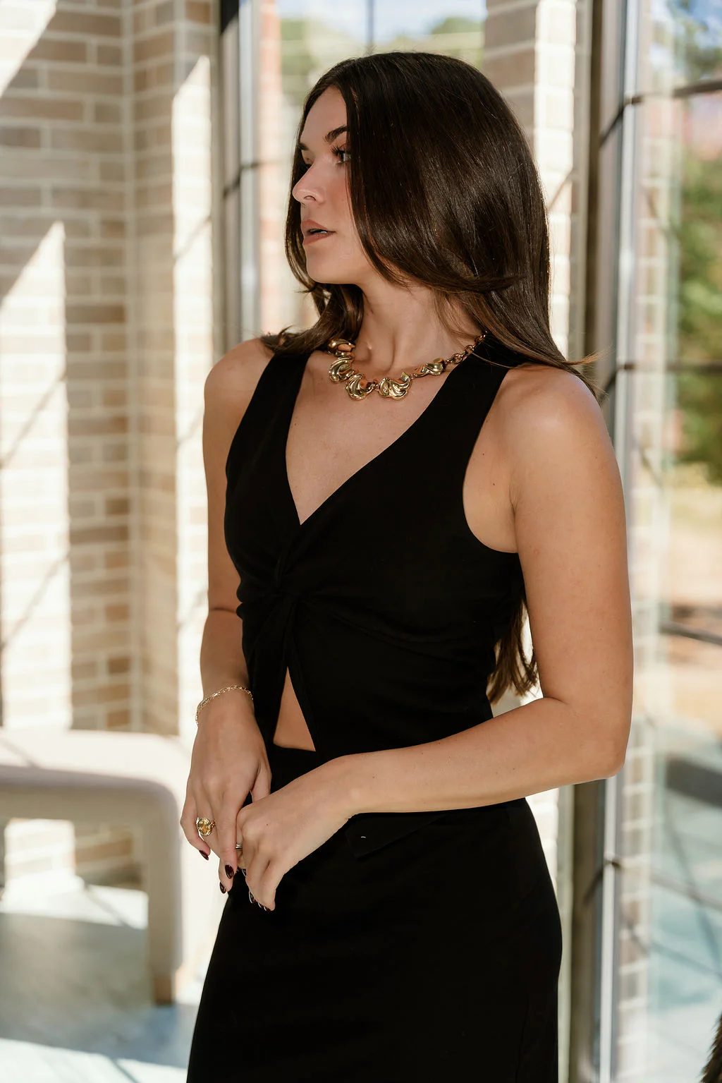 Kaia Black Split Hem Tank - Image 2
