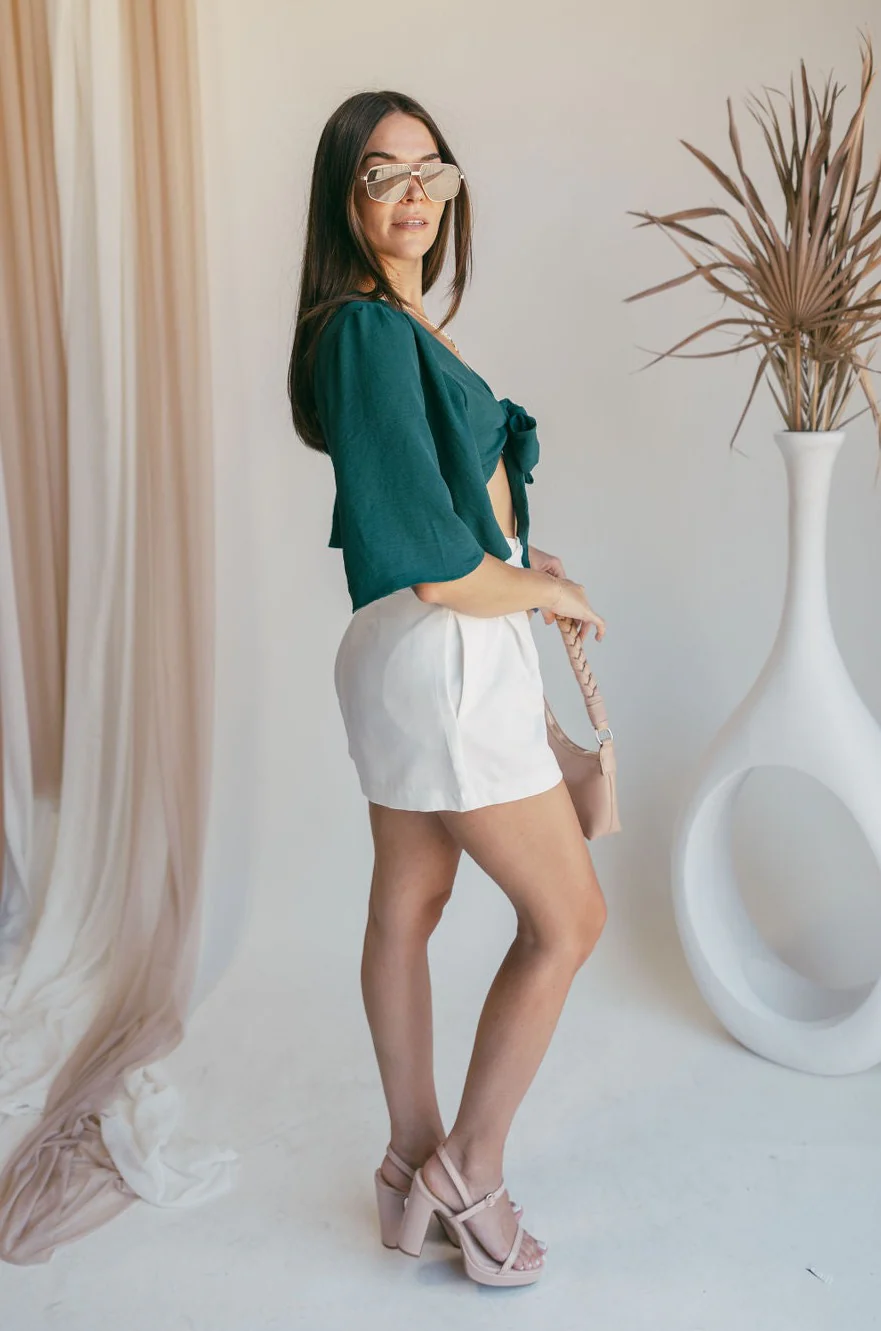 Kaia Hunter Green Tie Top - Image 4