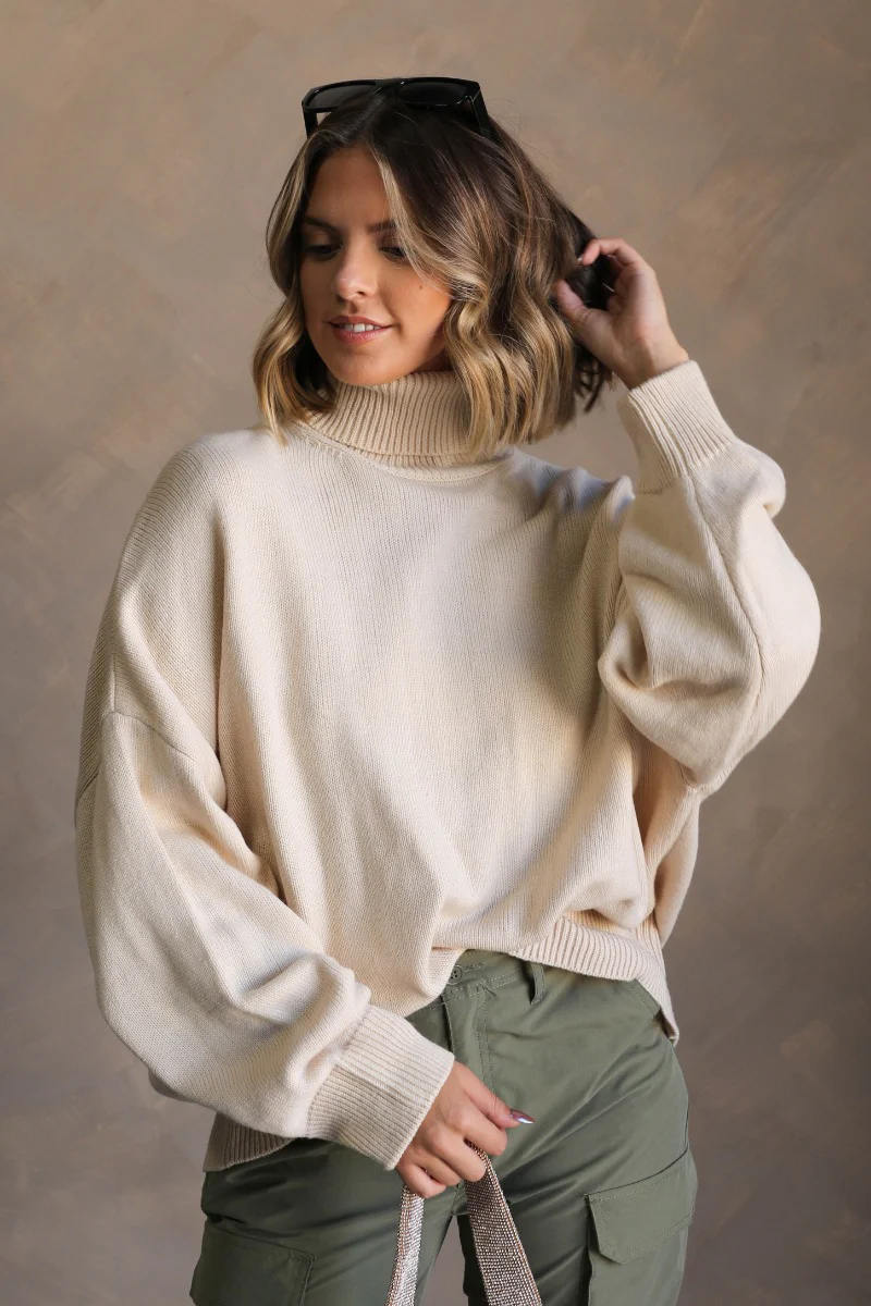 Kaitlyn Beige Turtleneck Sweater