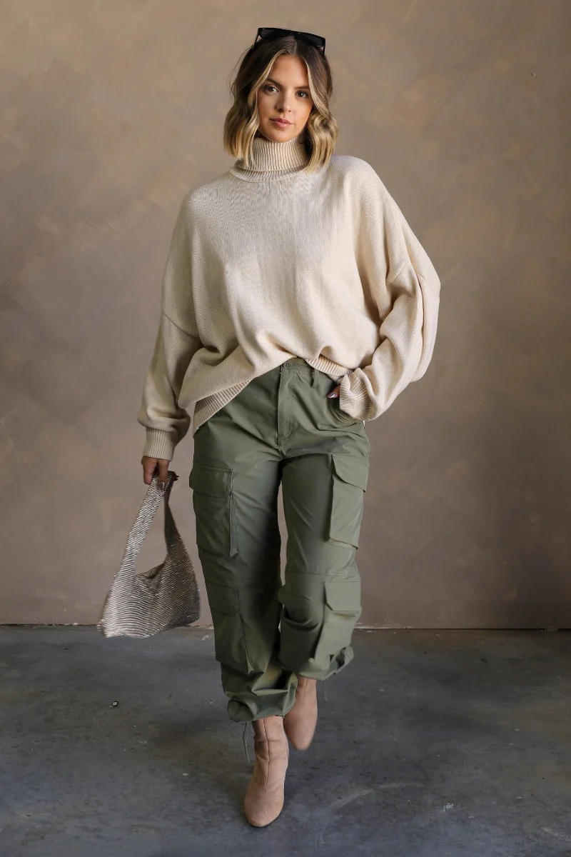 Kaitlyn Beige Turtleneck Sweater - Image 11