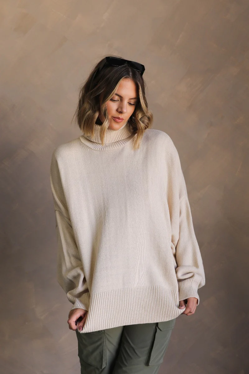 Kaitlyn Beige Turtleneck Sweater - Image 5