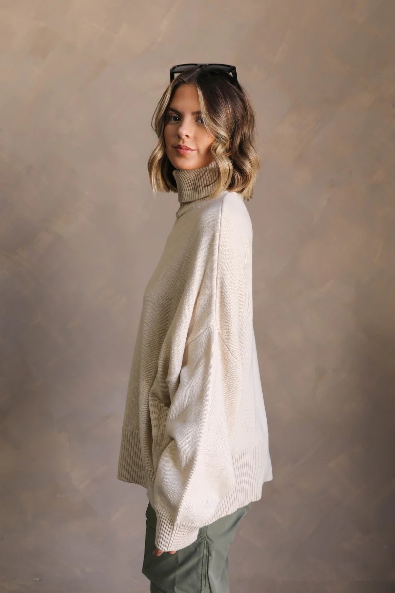 Kaitlyn Beige Turtleneck Sweater - Image 7