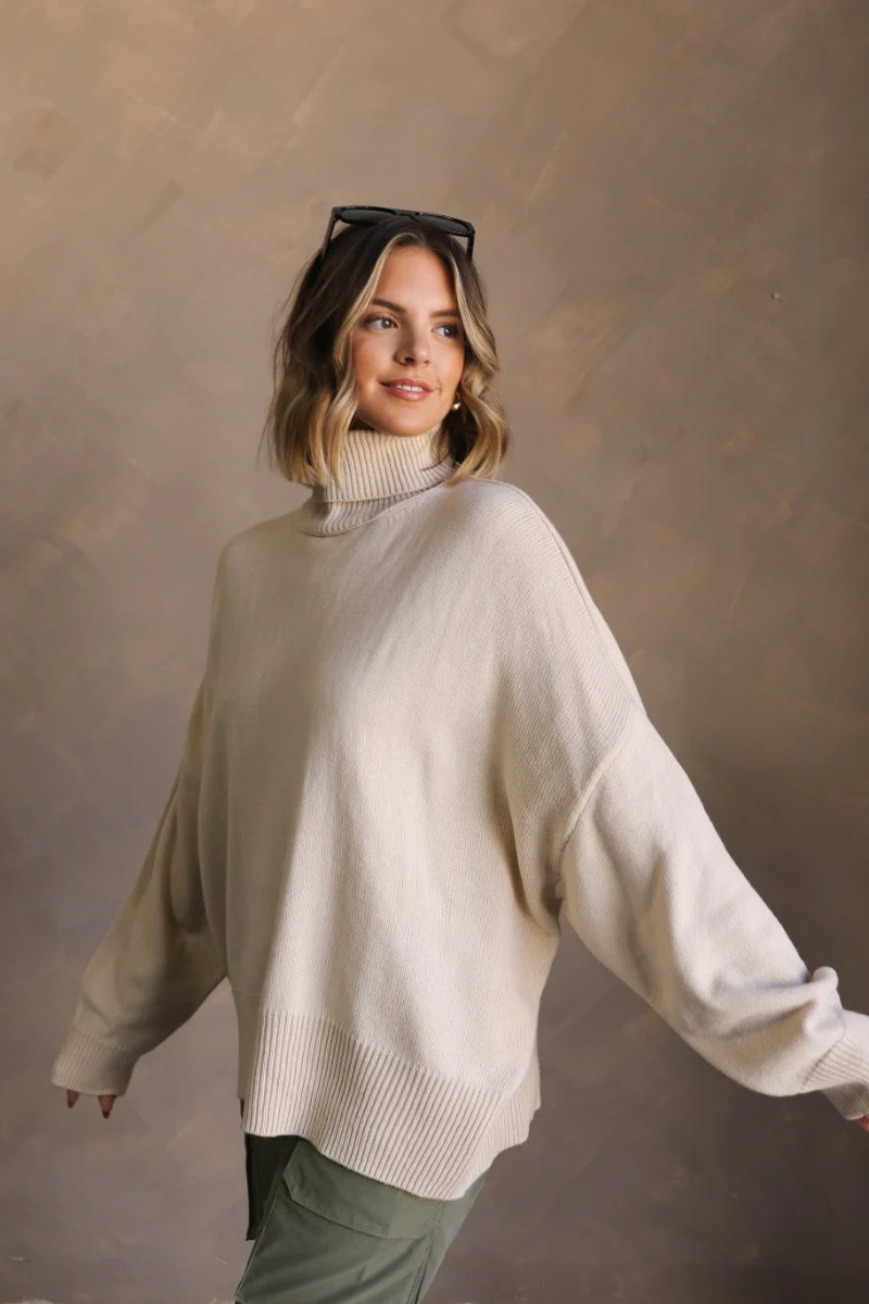 Kaitlyn Beige Turtleneck Sweater - Image 8