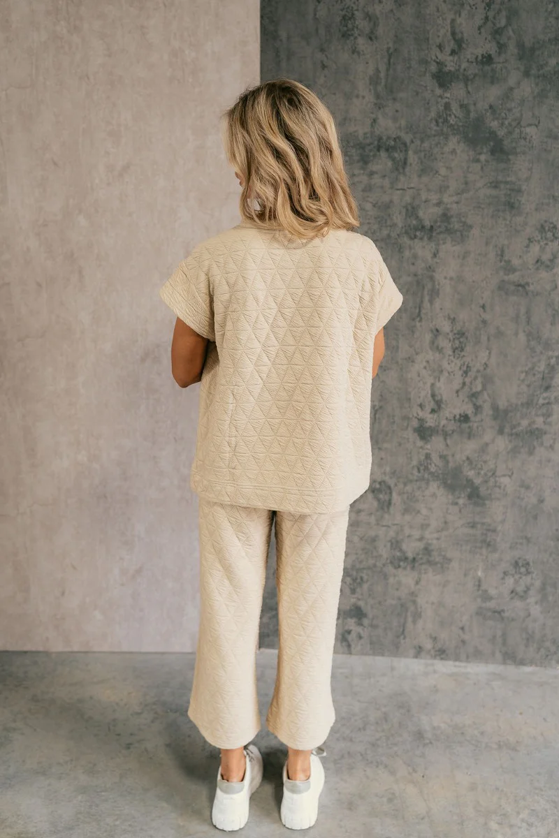 Kalani Cream Quilted Short Sleeve Top - Image 7