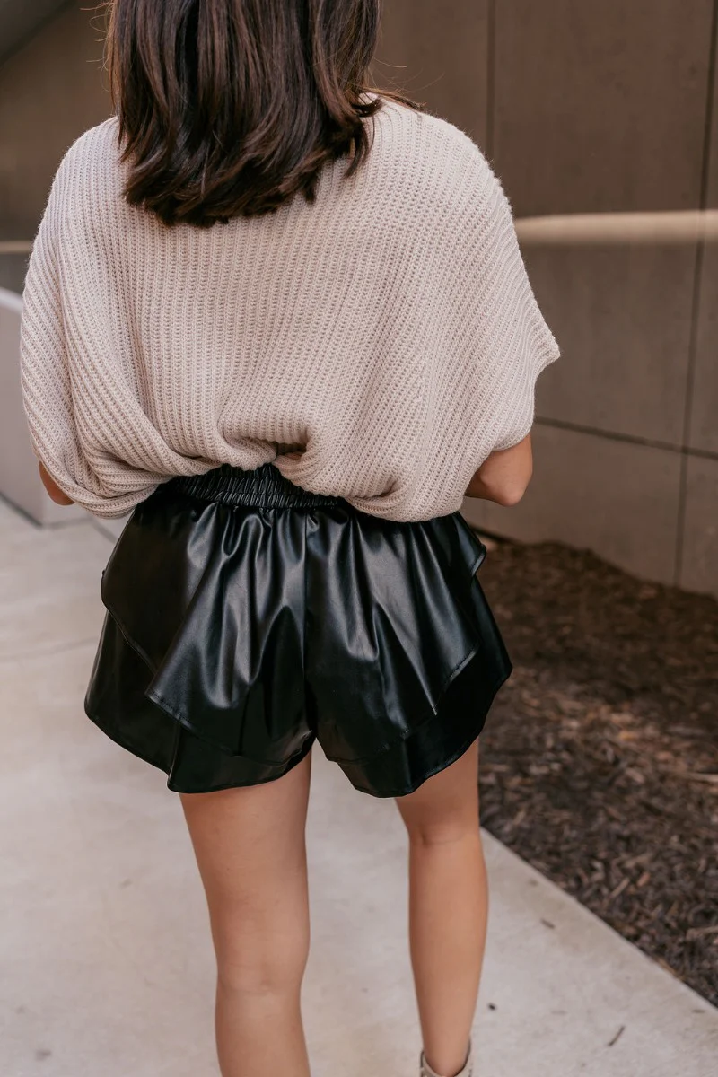 Kali Black Faux Leather Ruffle Skort - Image 5